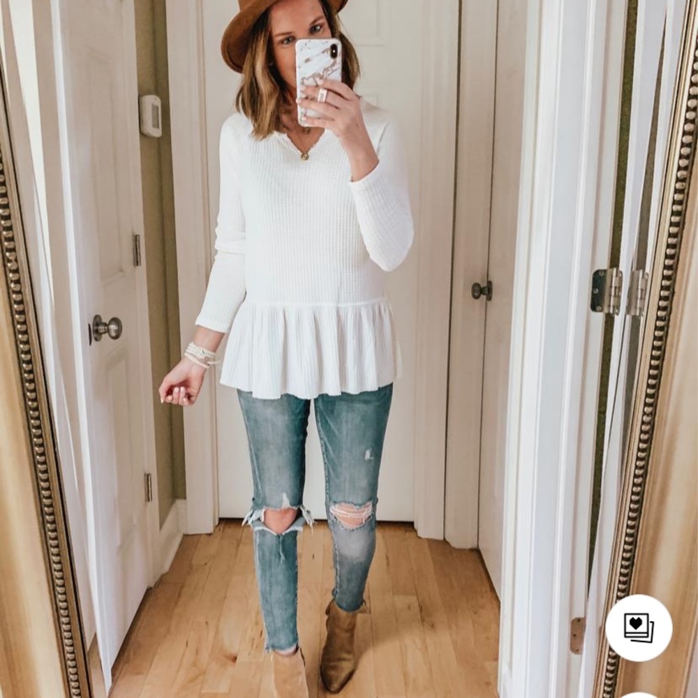 White Flowy Long Sleeve Thermal